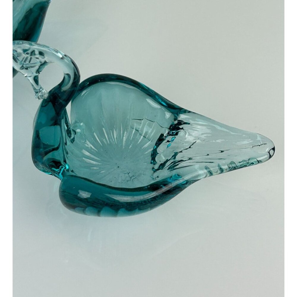 Vintage Green Blue Glass Art Swan Set, Large & Small, Home Decor Gift - Picture 4 of 13